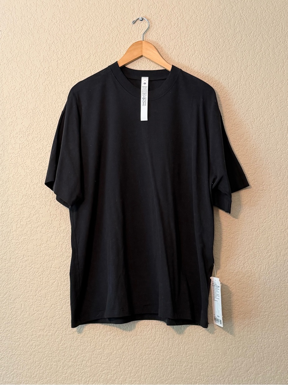 NWT Lululemon Women’s Black Cotton Jersey Oversized Short Sleeve, Sz MD